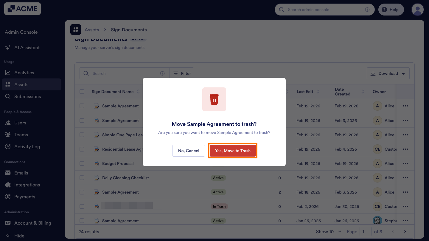 How to Trash or Restore Sign Documents in Your Organization from the Admin Console Image-5