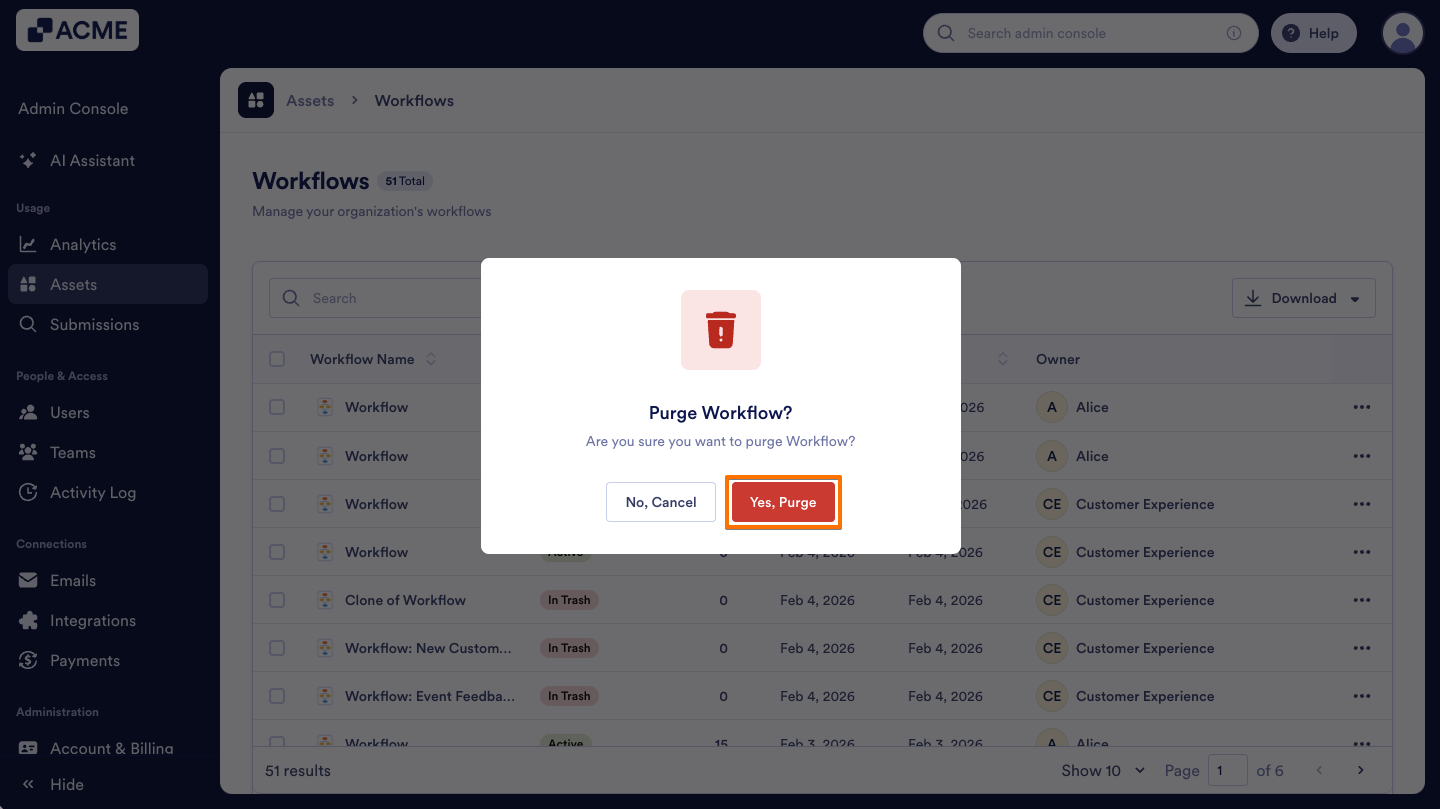 How to Trash or Restore Workflows in Your Organization from the Admin Console Image-11