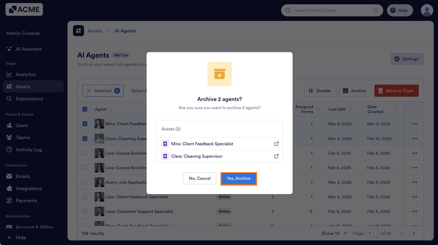 How to Archive or Unarchive Agents in Your Organization from the Admin Console Image-11