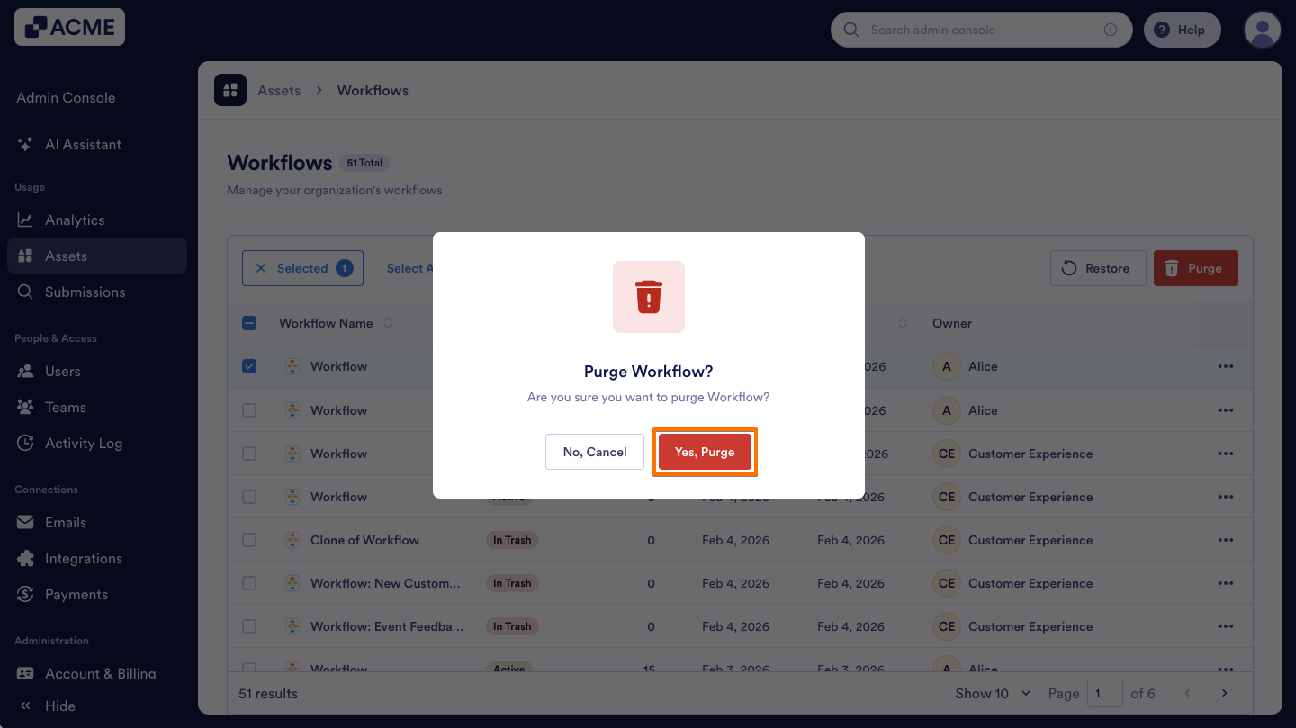How to Trash or Restore Workflows in Your Organization from the Admin Console Image-13