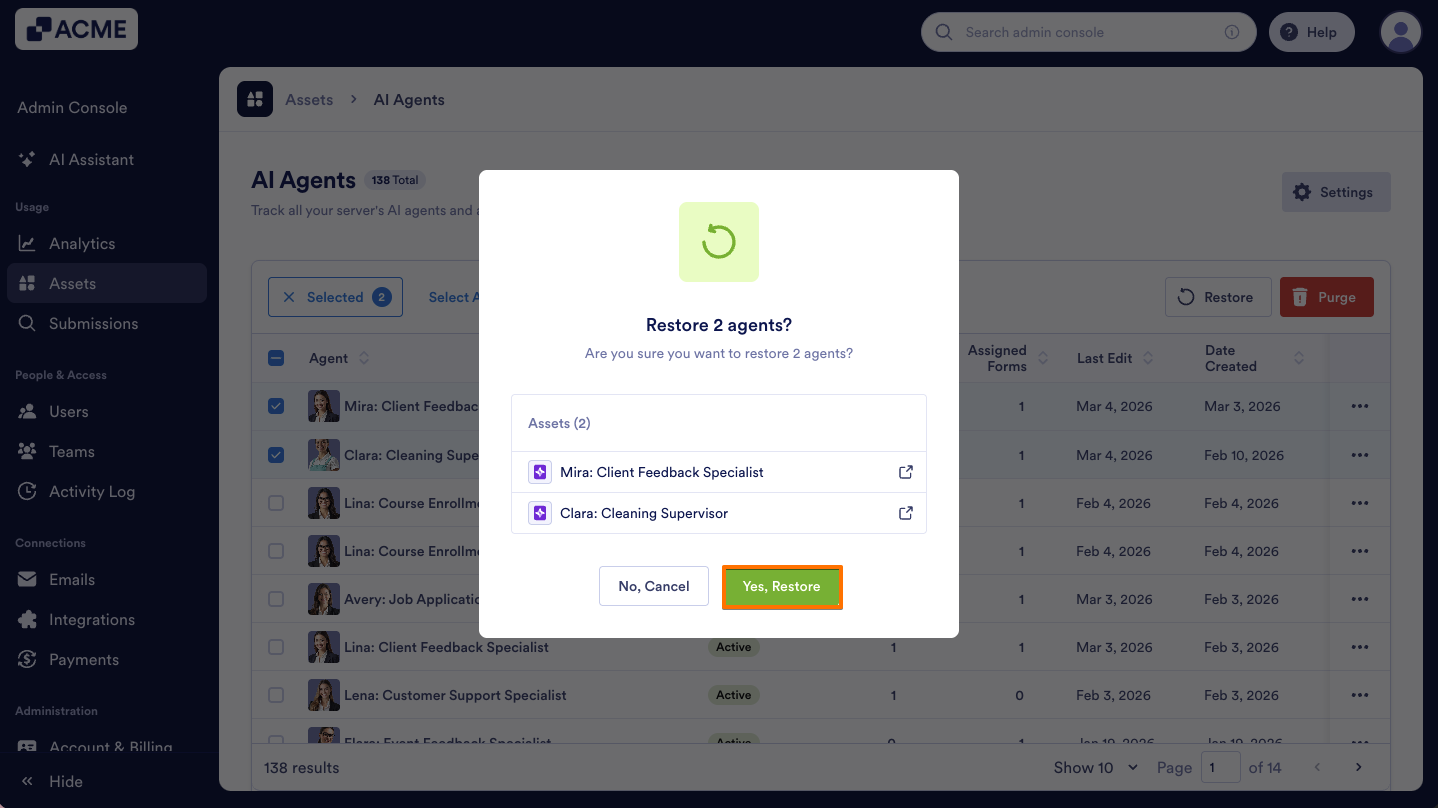 How to Trash or Restore Agents in Your Organization from the Admin Console Image-13