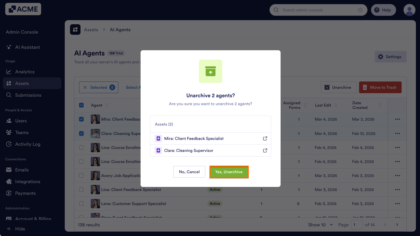 How to Archive or Unarchive Agents in Your Organization from the Admin Console Image-13