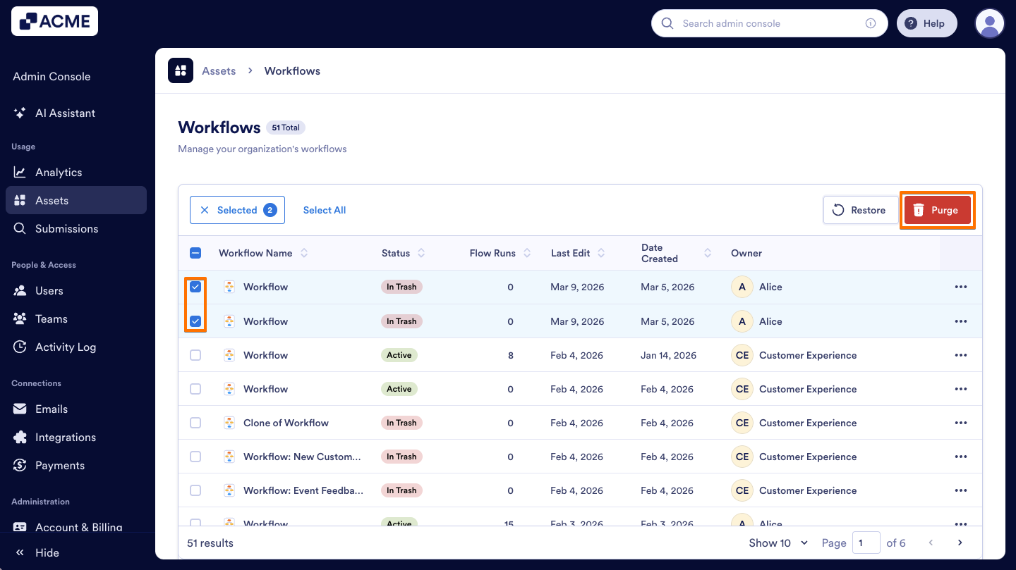 How to Trash or Restore Workflows in Your Organization from the Admin Console Image-18
