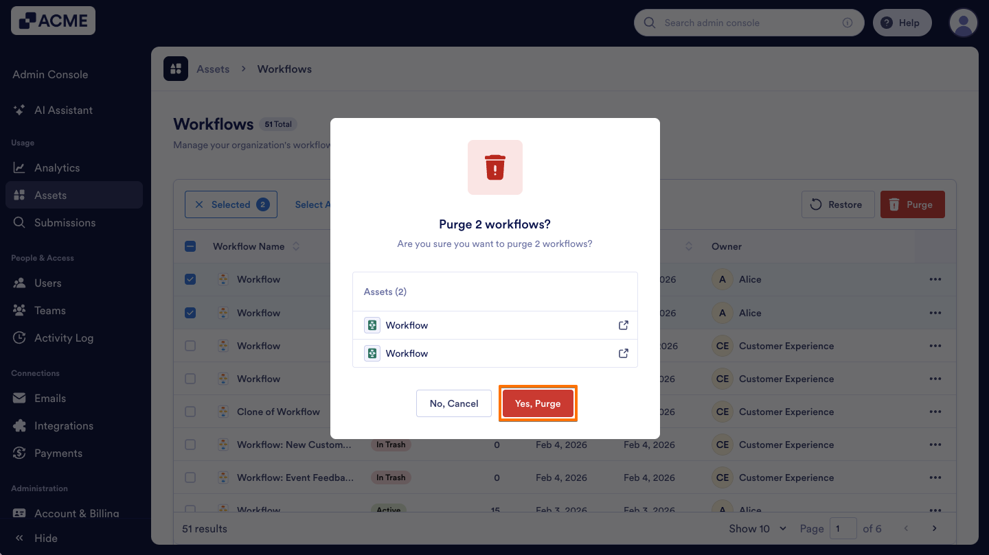 How to Trash or Restore Workflows in Your Organization from the Admin Console Image-19
