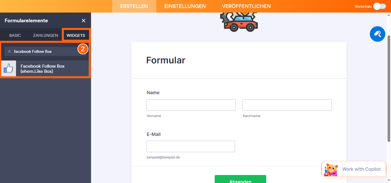 Hinzufügen des Facebook-Folgen-Widgets zu Ihrem Formular Image-2