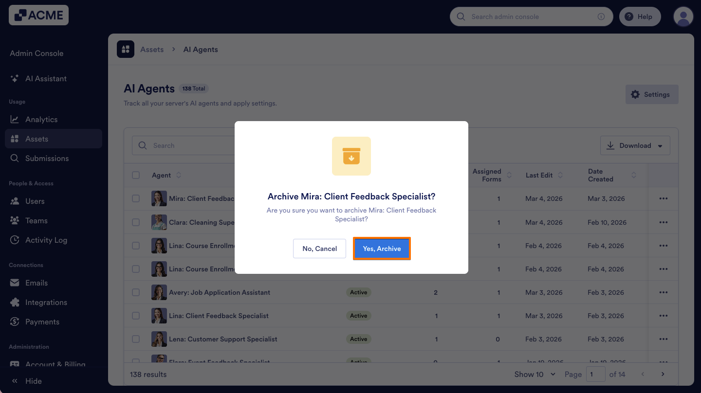 How to Archive or Unarchive Agents in Your Organization from the Admin Console Image-3