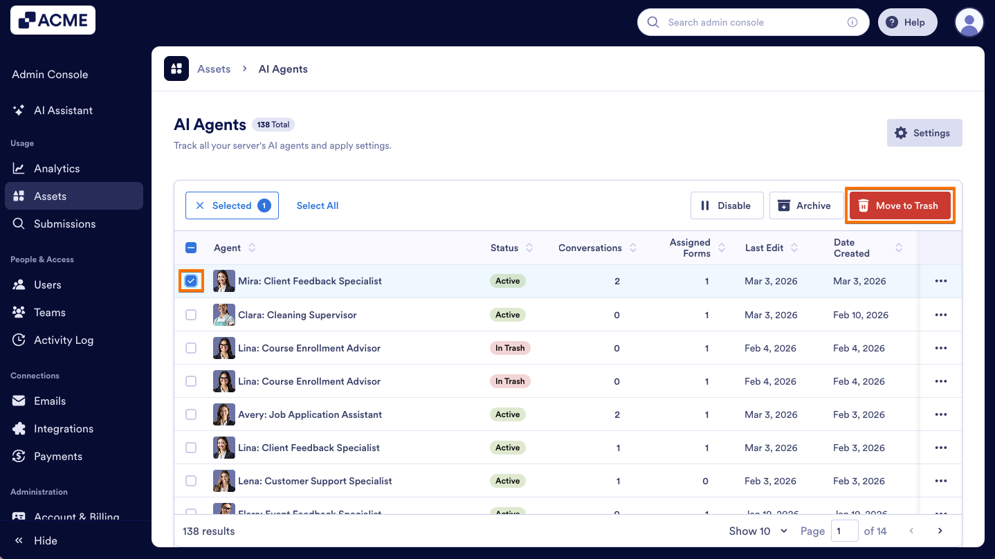 How to Trash or Restore Agents in Your Organization from the Admin Console Image-4