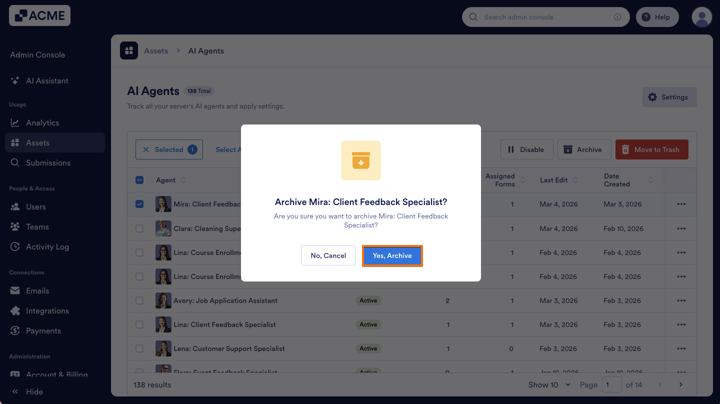How to Archive or Unarchive Agents in Your Organization from the Admin Console Image-5