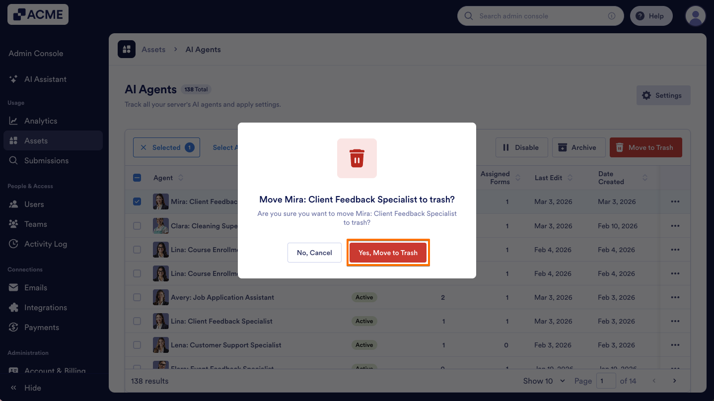How to Trash or Restore Agents in Your Organization from the Admin Console Image-5