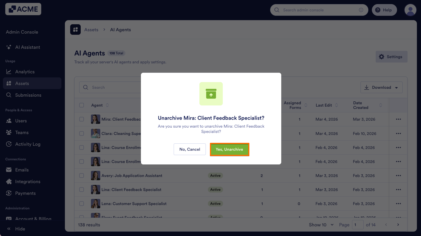 How to Archive or Unarchive Agents in Your Organization from the Admin Console Image-7