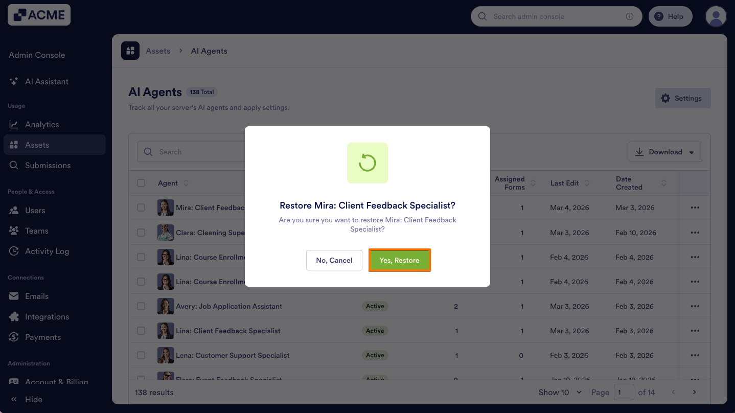How to Trash or Restore Agents in Your Organization from the Admin Console Image-7