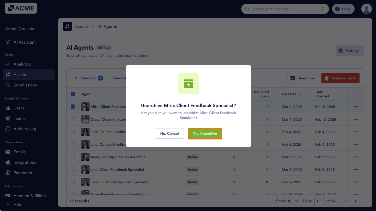 How to Archive or Unarchive Agents in Your Organization from the Admin Console Image-9