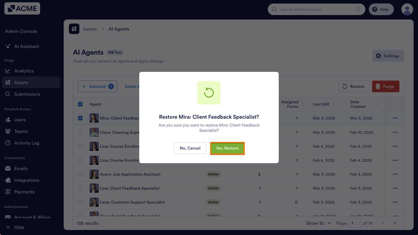 How to Trash or Restore Agents in Your Organization from the Admin Console Image-9