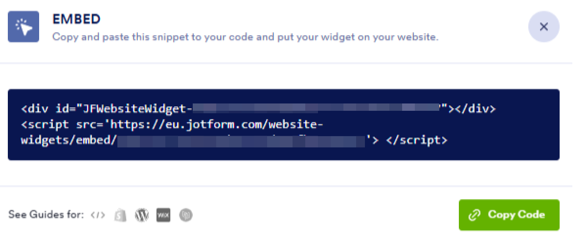 Screenshot shows step three of adding Jotform's Google Review Widget to a WordPress website