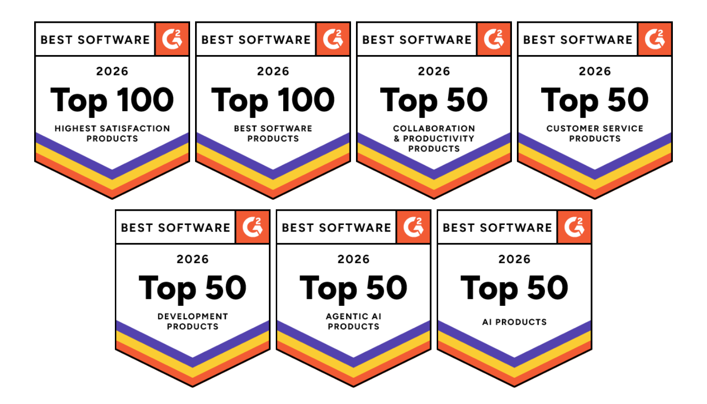 Seven G2 “Best Software 2026” award badges displayed in two rows