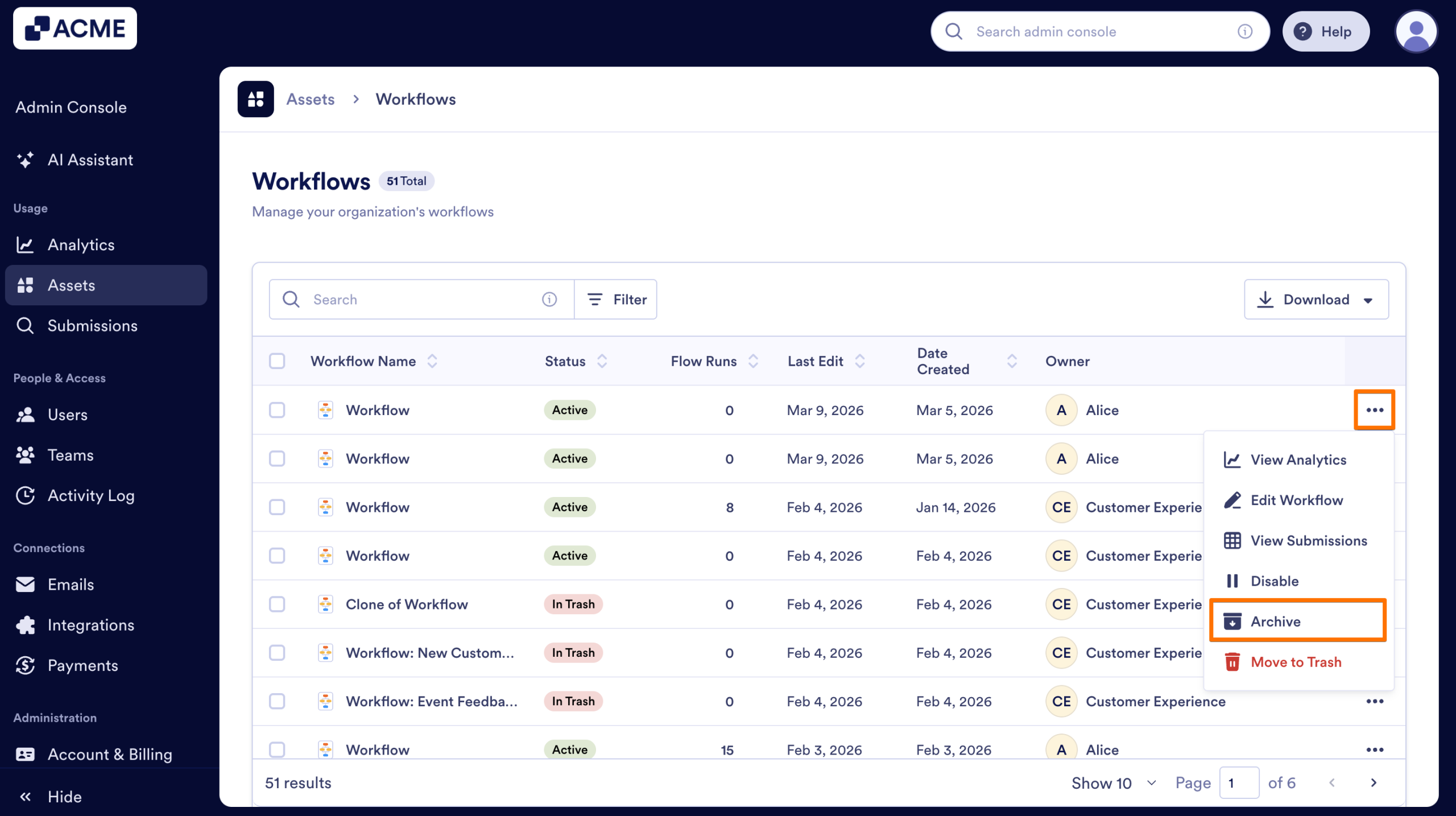 How to Archive or Unarchive Workflows in Your Organization from the Admin Console Image-2