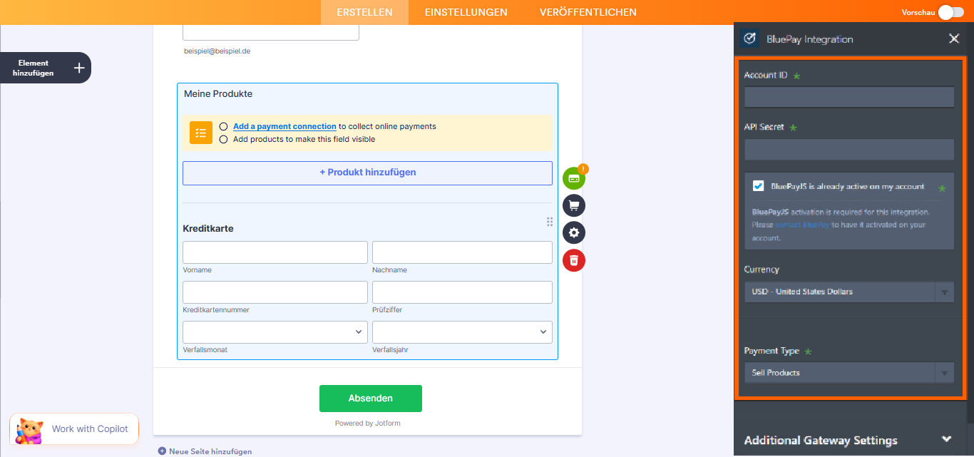 So integrieren Sie Bluepay in Ihr Formular Image-2