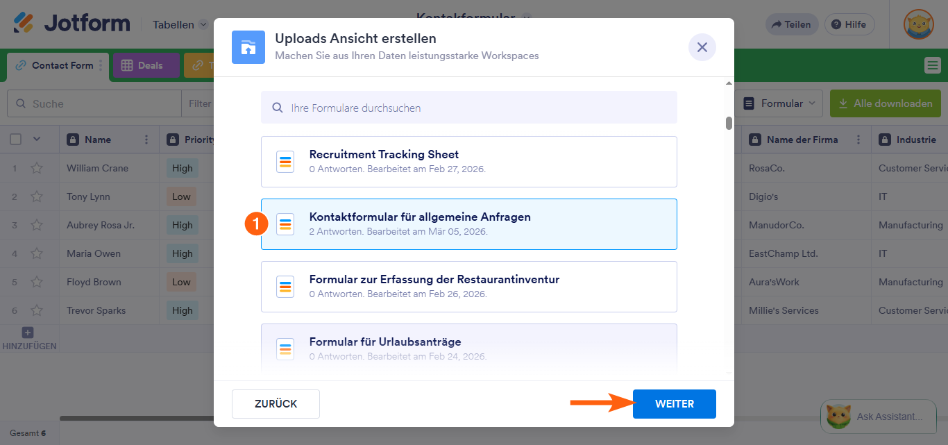 So fügen Sie eine Upload-Ansicht in Jotform Tabellen hinzu Image-5