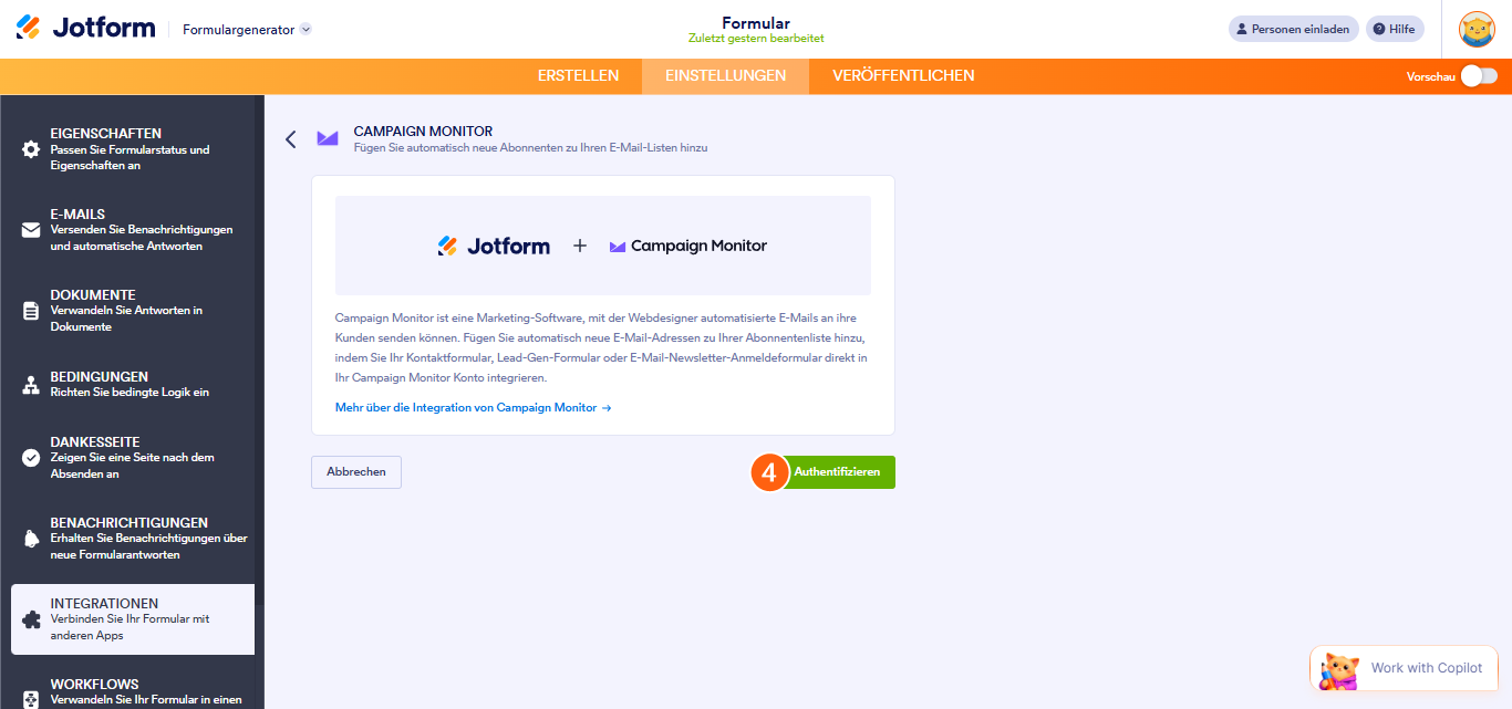 So integrieren Sie Jotform mit Campaign Monitor Image-3
