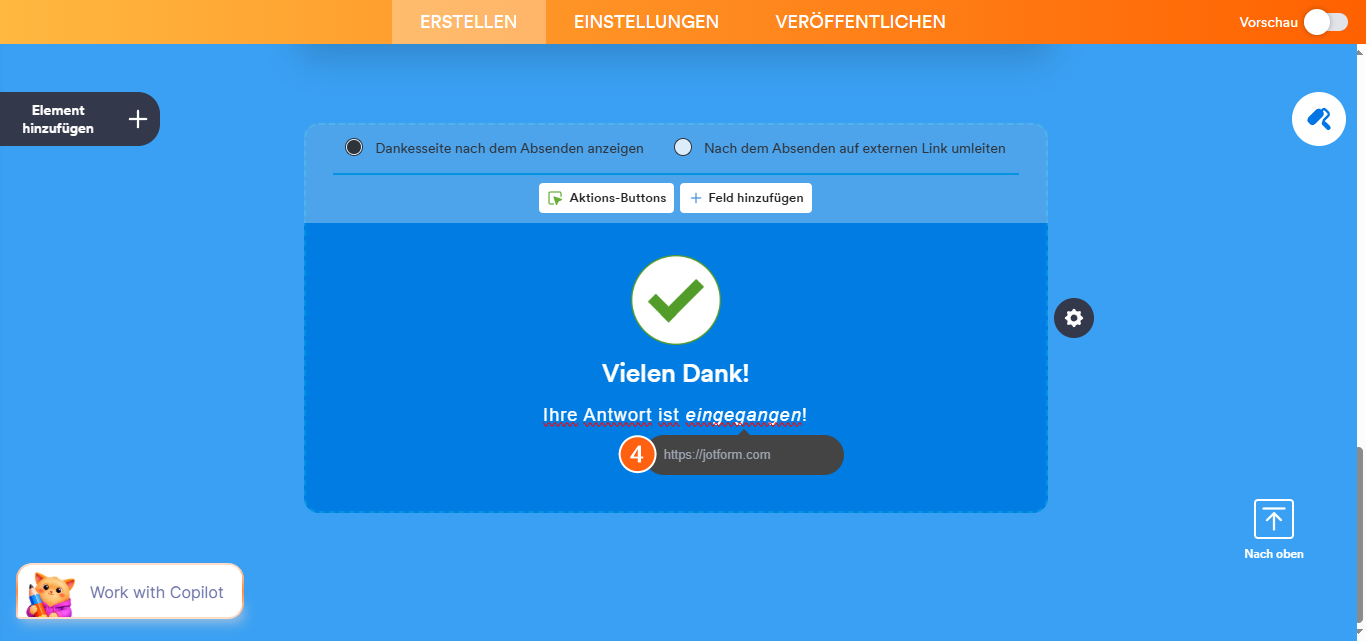 So passen Sie eine Unterüberschrift auf der Jotform Karten-Dankesseite an oder verlinken sie Image-4