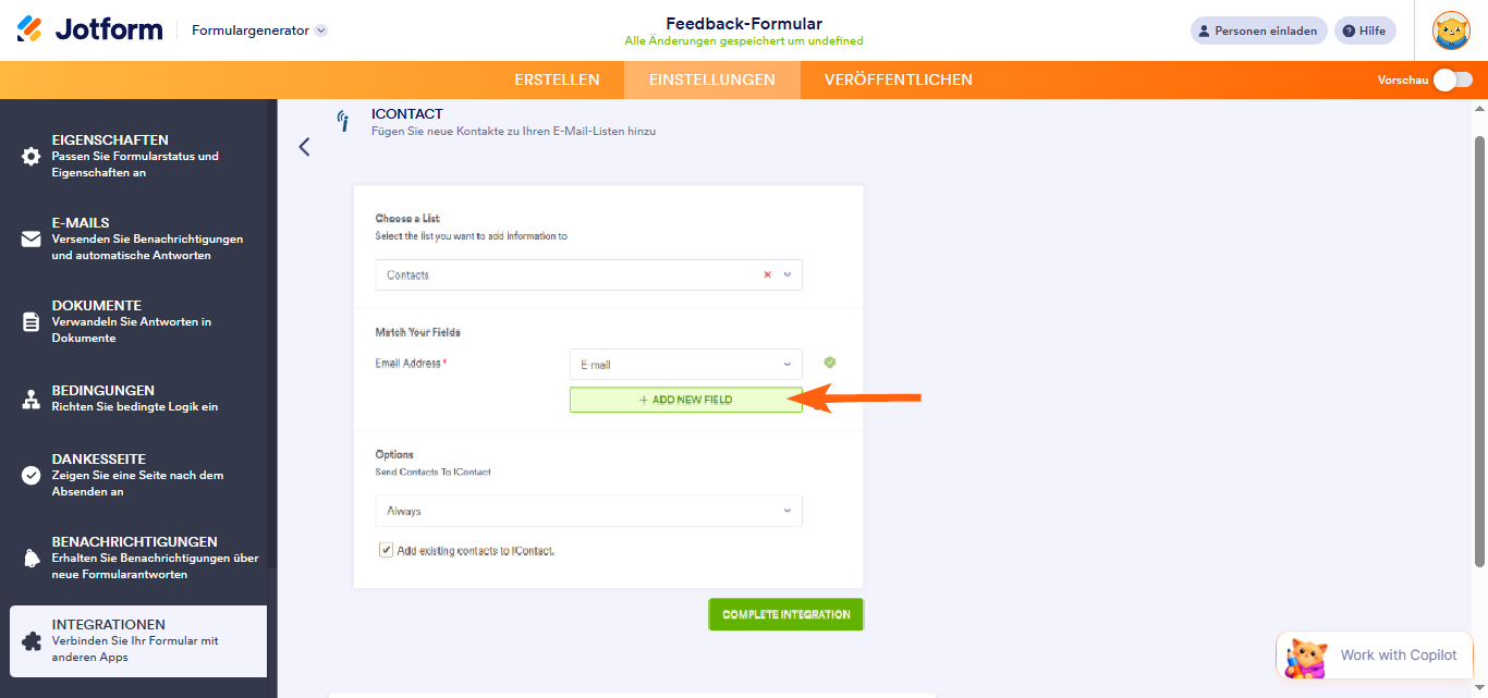 So integrieren Sie Ihr Formular mit iContact Image-5