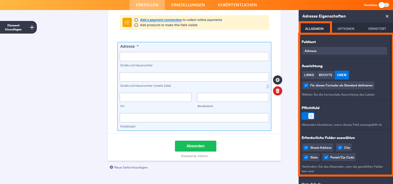 So fügen Sie das Adressfeld hinzu und richten es ein Image-2