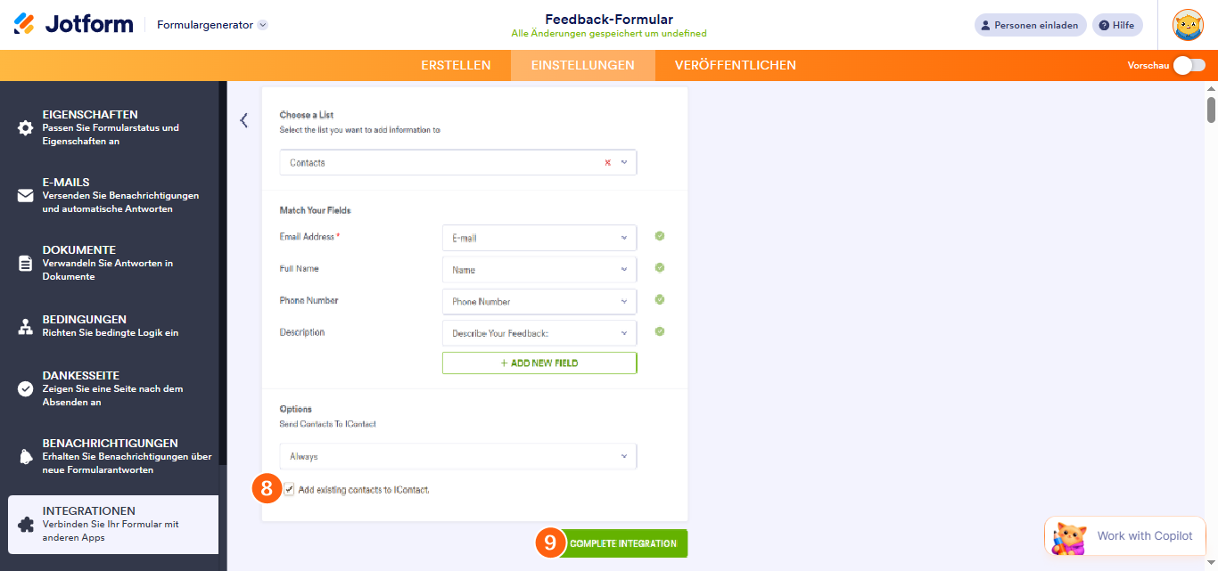 So integrieren Sie Ihr Formular mit iContact Image-9