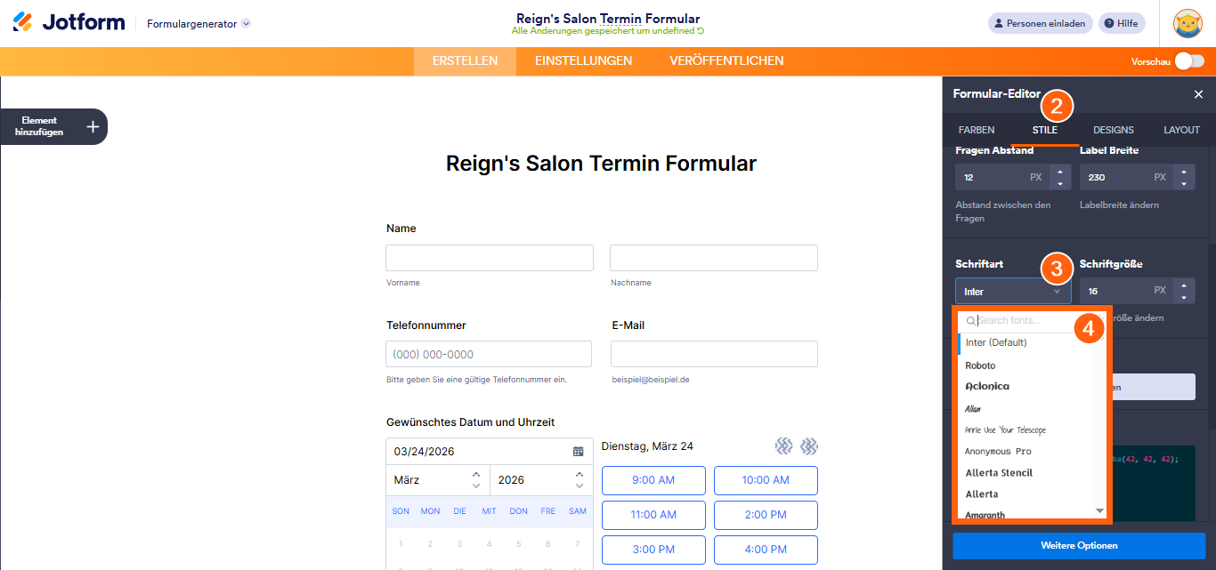 Verschönern Sie Ihr Formular mit den in Jotform integrierten Schriftarten Image-2