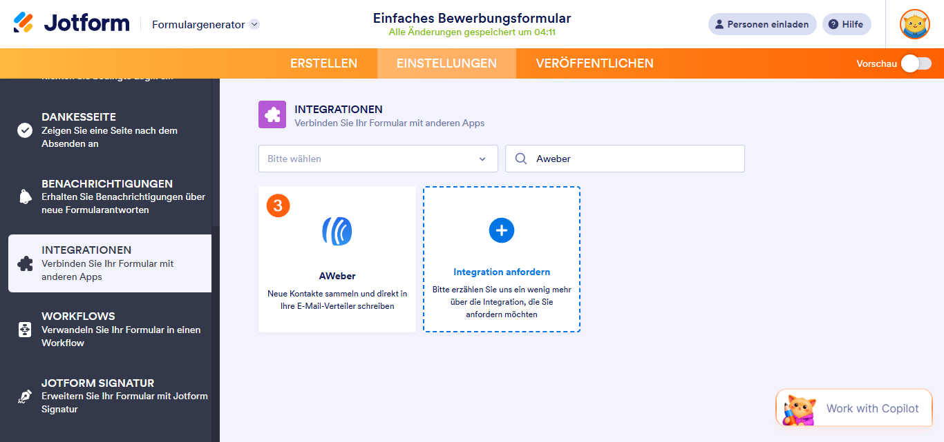 Wie man Jotform mit AWeber integriert Image-2