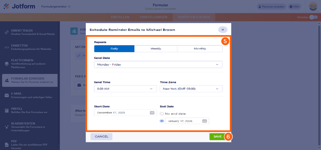 Einrichten von Erinnerungs-E-Mails für Ihre Beauftragten Image-3