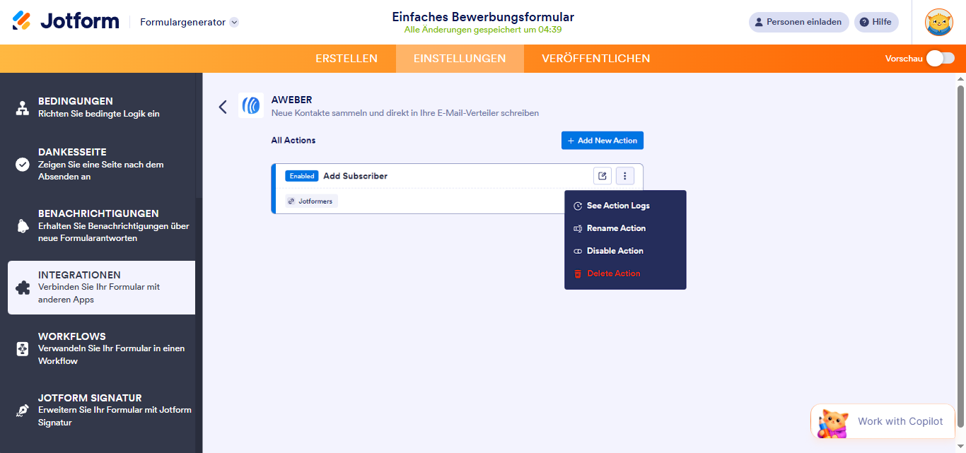 Wie man Jotform mit AWeber integriert Image-6