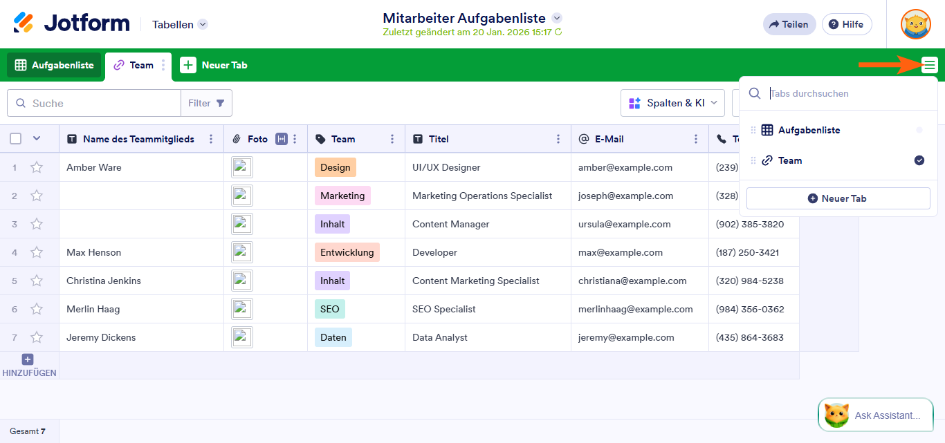 So können Sie Formulare aus Jotform Tabellen anzeigen, zuweisen und bearbeiten Image-2