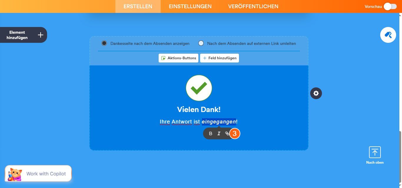 So passen Sie eine Unterüberschrift auf der Jotform Karten-Dankesseite an oder verlinken sie Image-3