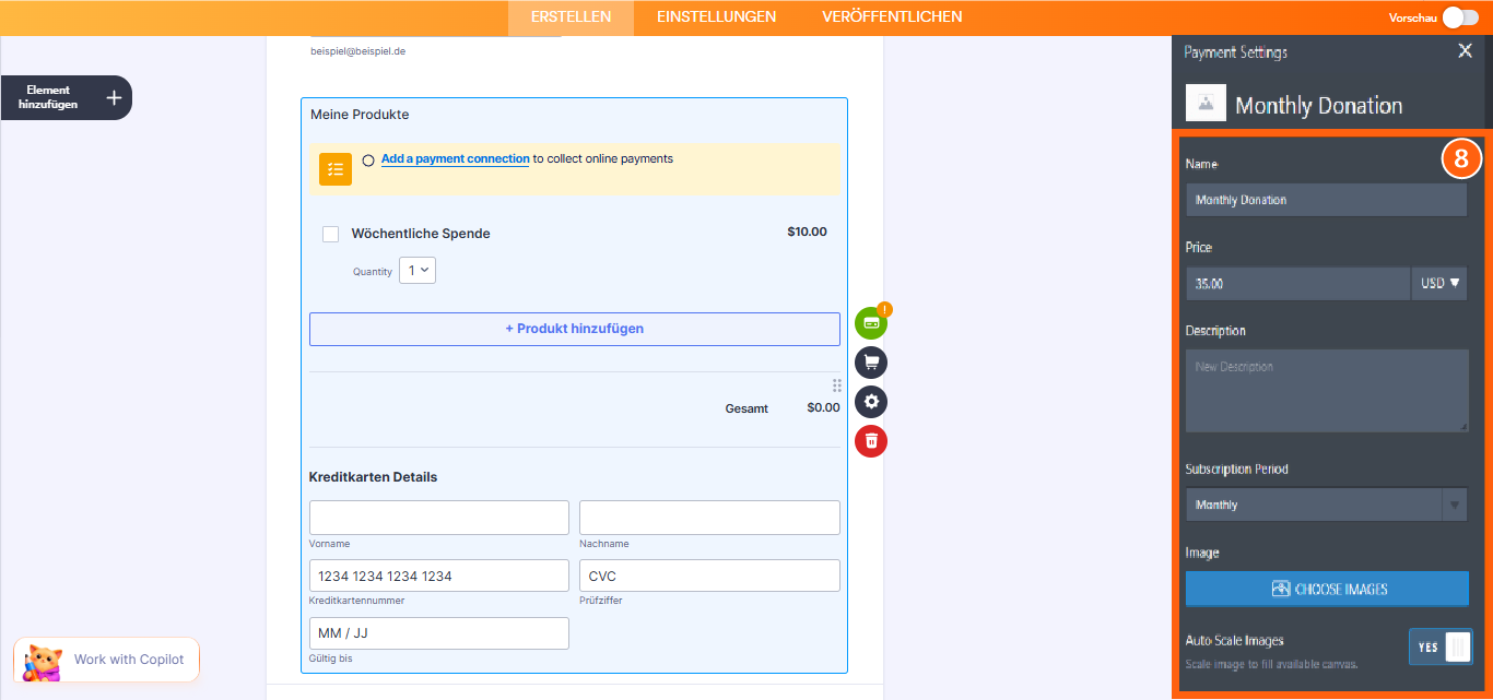 Einrichten eines benutzerdefinierten wiederkehrenden Spendenformulars Image-4