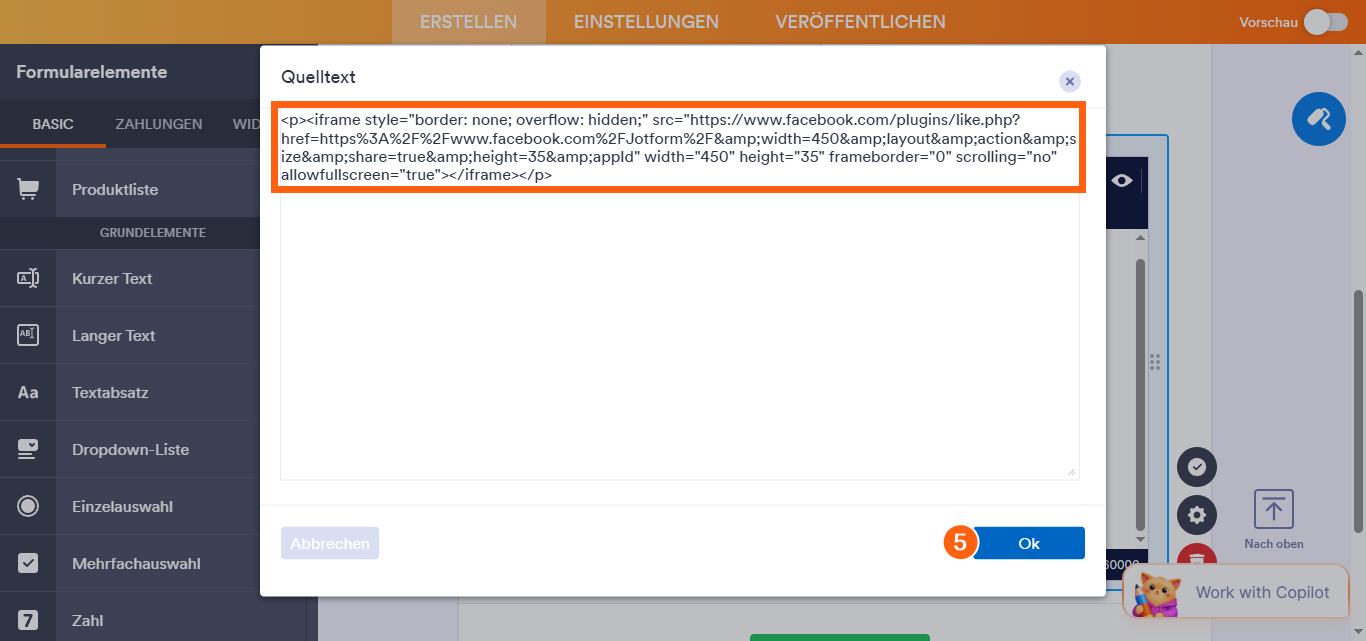 Hinzufügen des Facebook-Folgen-Widgets zu Ihrem Formular Image-7