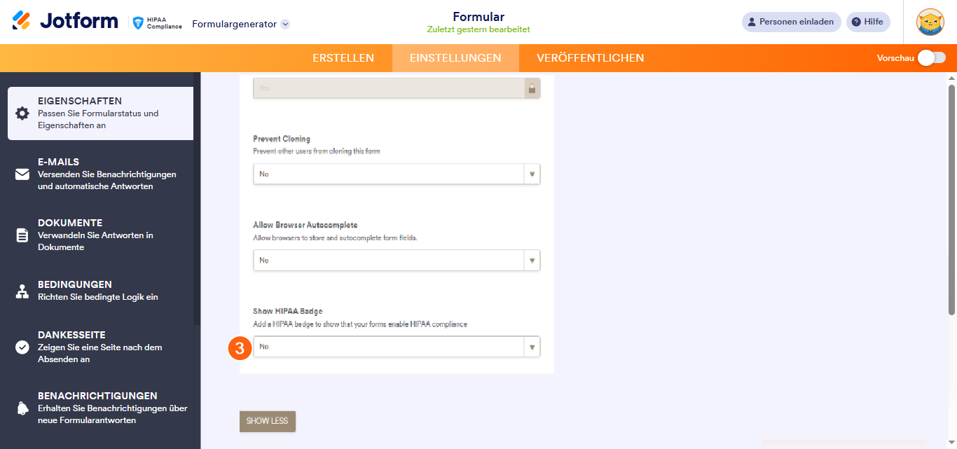So entfernen Sie das HIPAA-Compliance-Abzeichen aus lhren Formularen Image-2