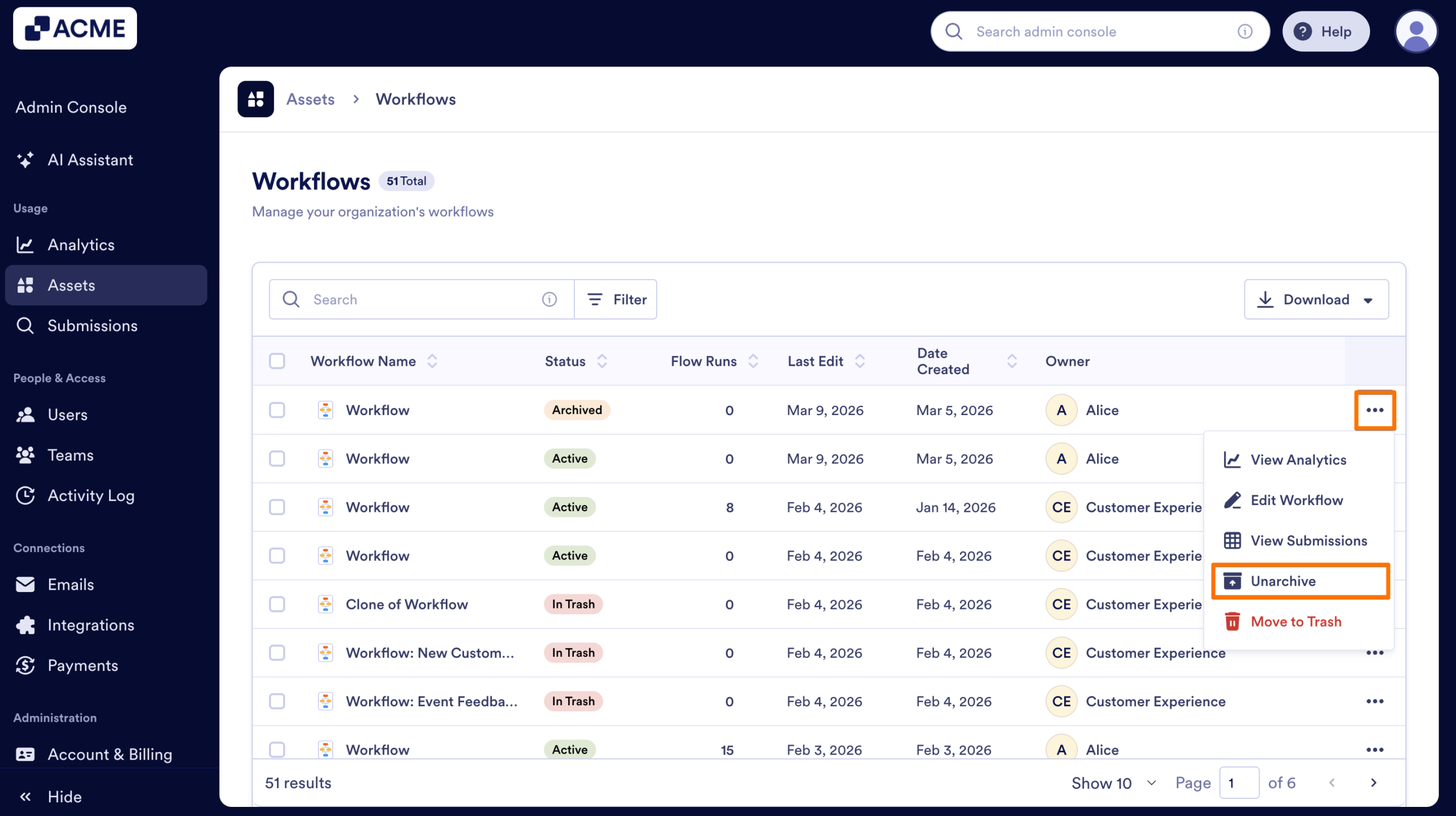 How to Archive or Unarchive Workflows in Your Organization from the Admin Console Image-6