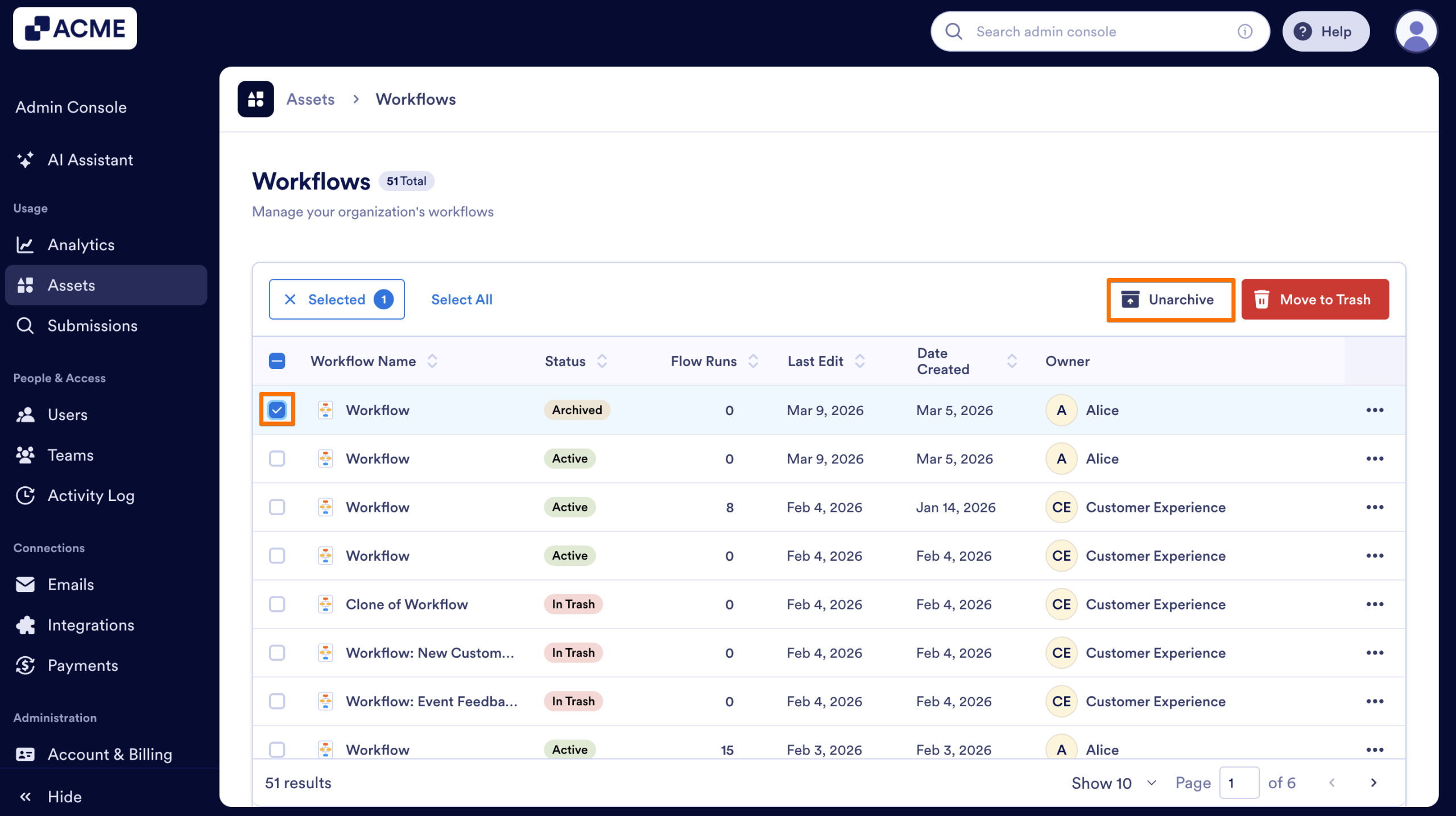 How to Archive or Unarchive Workflows in Your Organization from the Admin Console Image-8