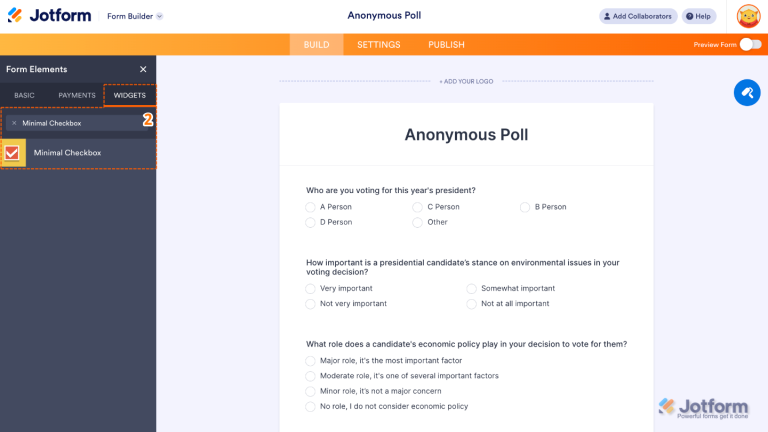 How to Add and Set Up the Minimal Checkbox Widget on Your Form