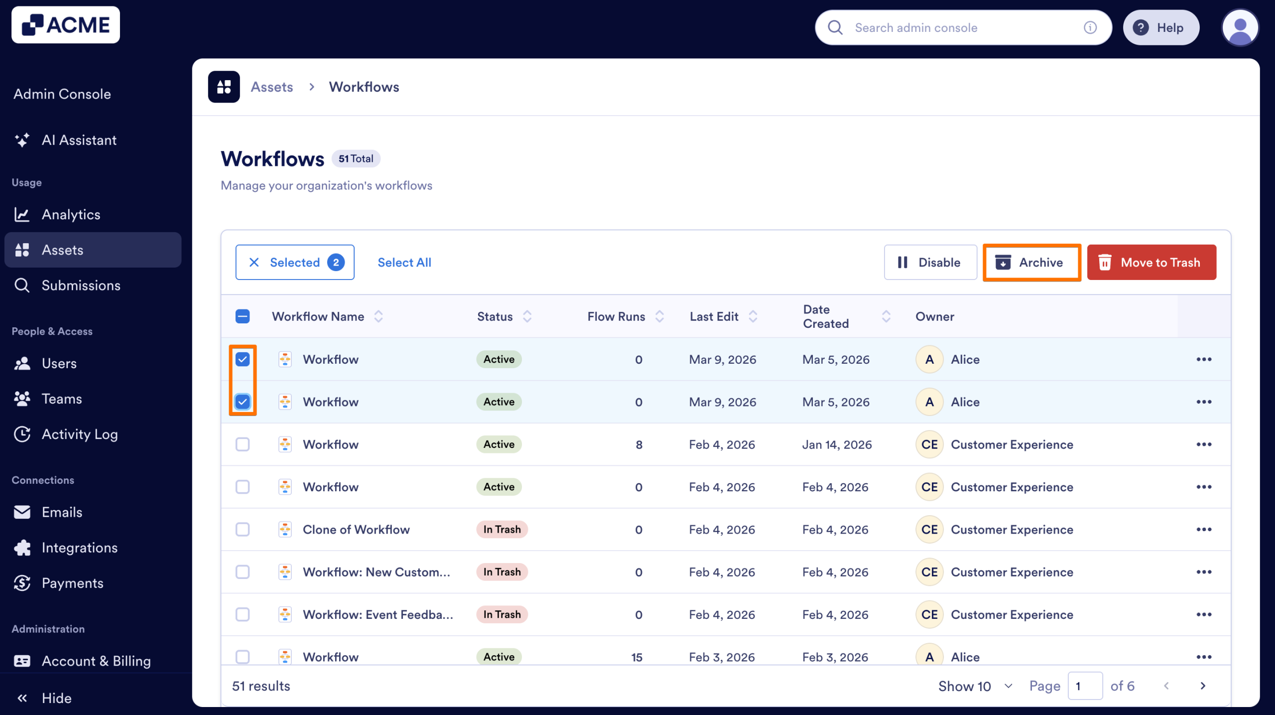 How to Archive or Unarchive Workflows in Your Organization from the Admin Console Image-10