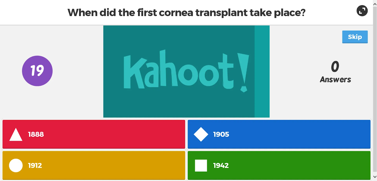 Kahoot! Quiz View