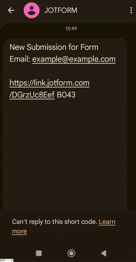 Jotform SMS notification demonstration