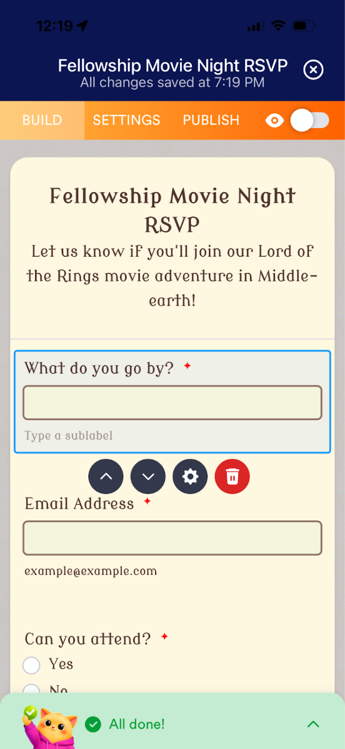 Viewing the changes made by Jotform Copilot on a mobile device