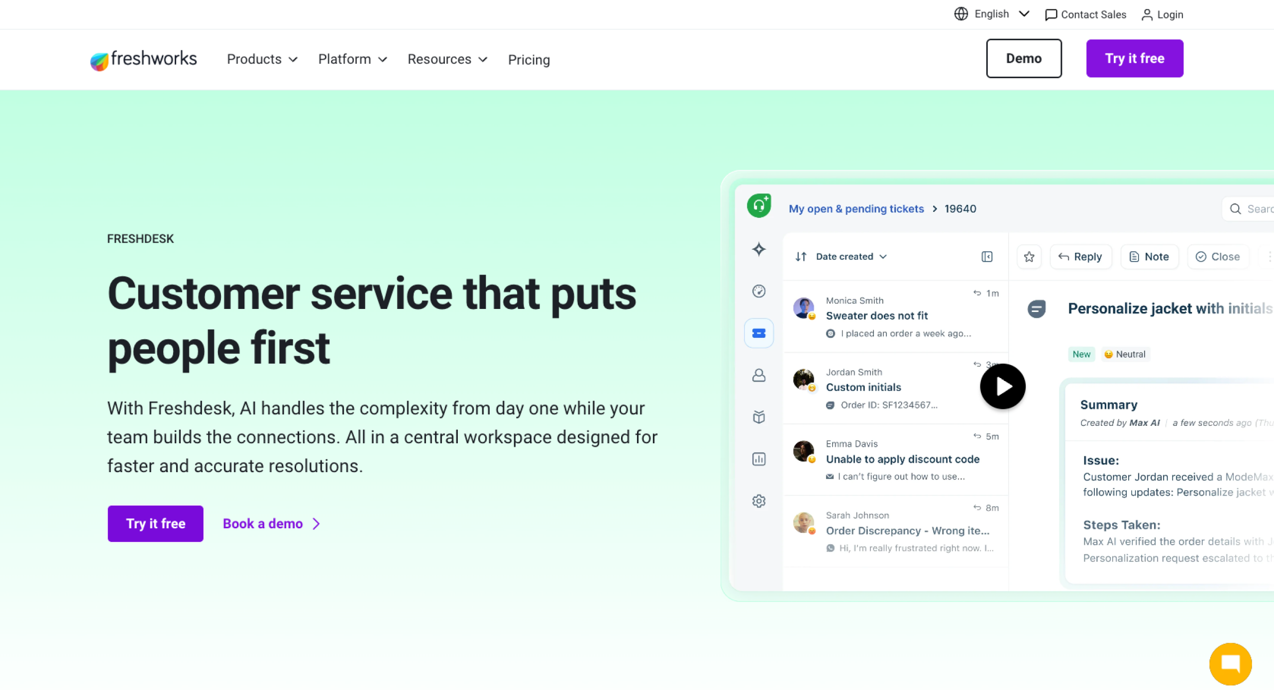 Freshdesk Landing Page