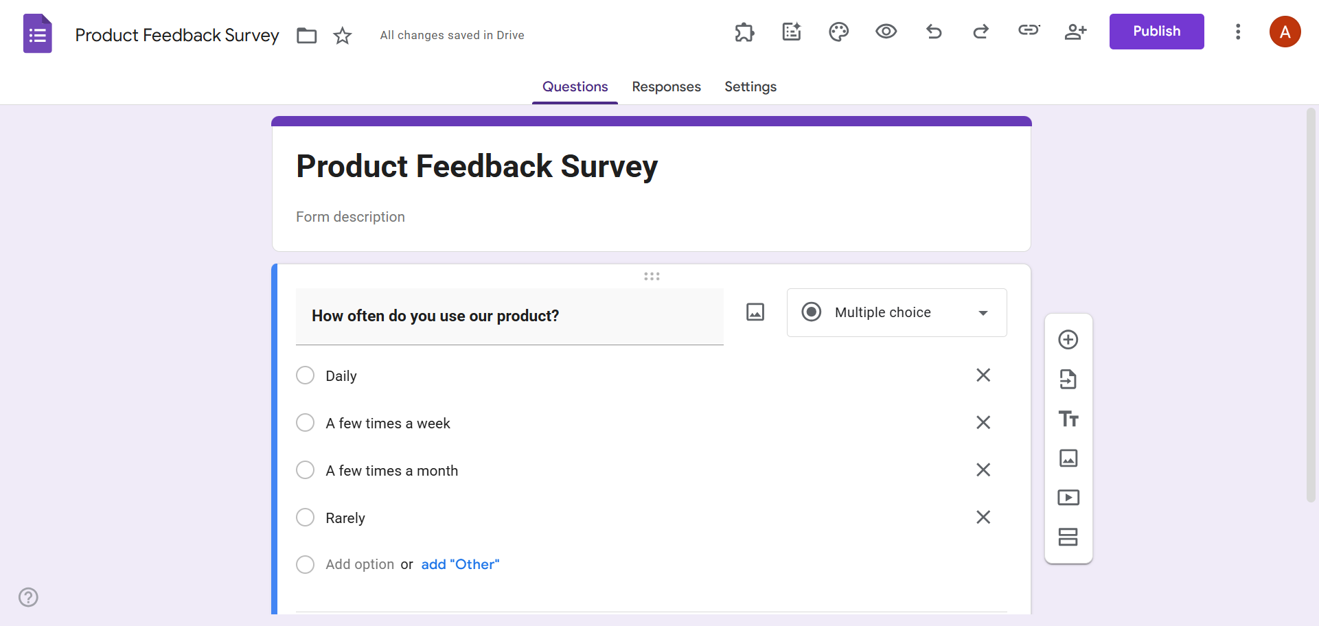 Google Forms Form Editor