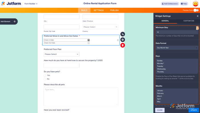 How to Add and Set Up the Check in Check Out Widget on Your Form