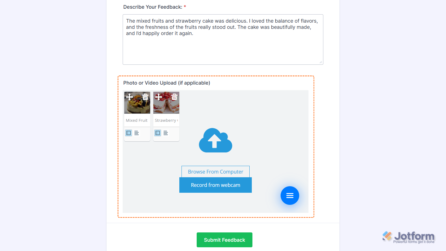 Cincopa DeepUploader widget on a Jotform form