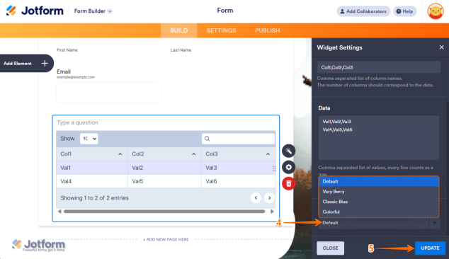 How to Add and Set Up the Data Grid Widget on Your Form