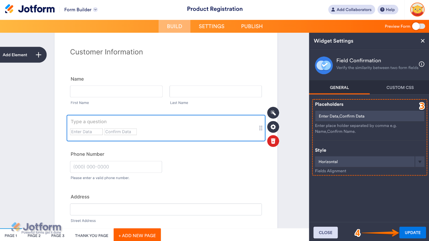 form with the Field Confirmation widget added, allowing users to verify entries like email or password by matching two fields