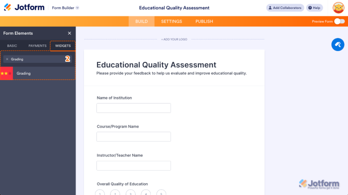 How to Add and Set Up the Grading Widget on Your Form